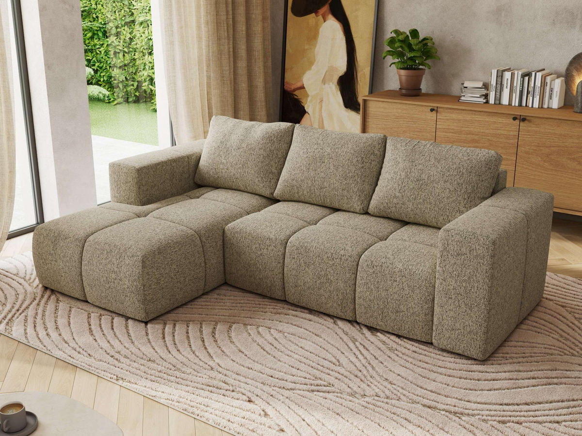 ROHOVÁ SEDAČKA MONIVA L - Taupe Strukturovaná látka - Levá Strana - černá/béžová, textil/plast (164/266cm) - MKS
