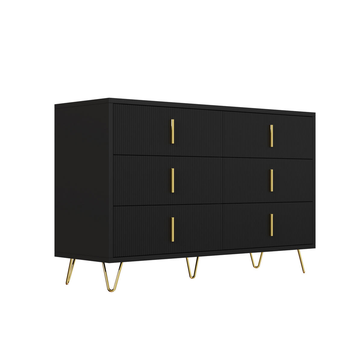 SIDEBOARD Stauraum Goldgriffe - Schwarz, Holzwerkstoff (120/77/40cm) - LEBENLANG