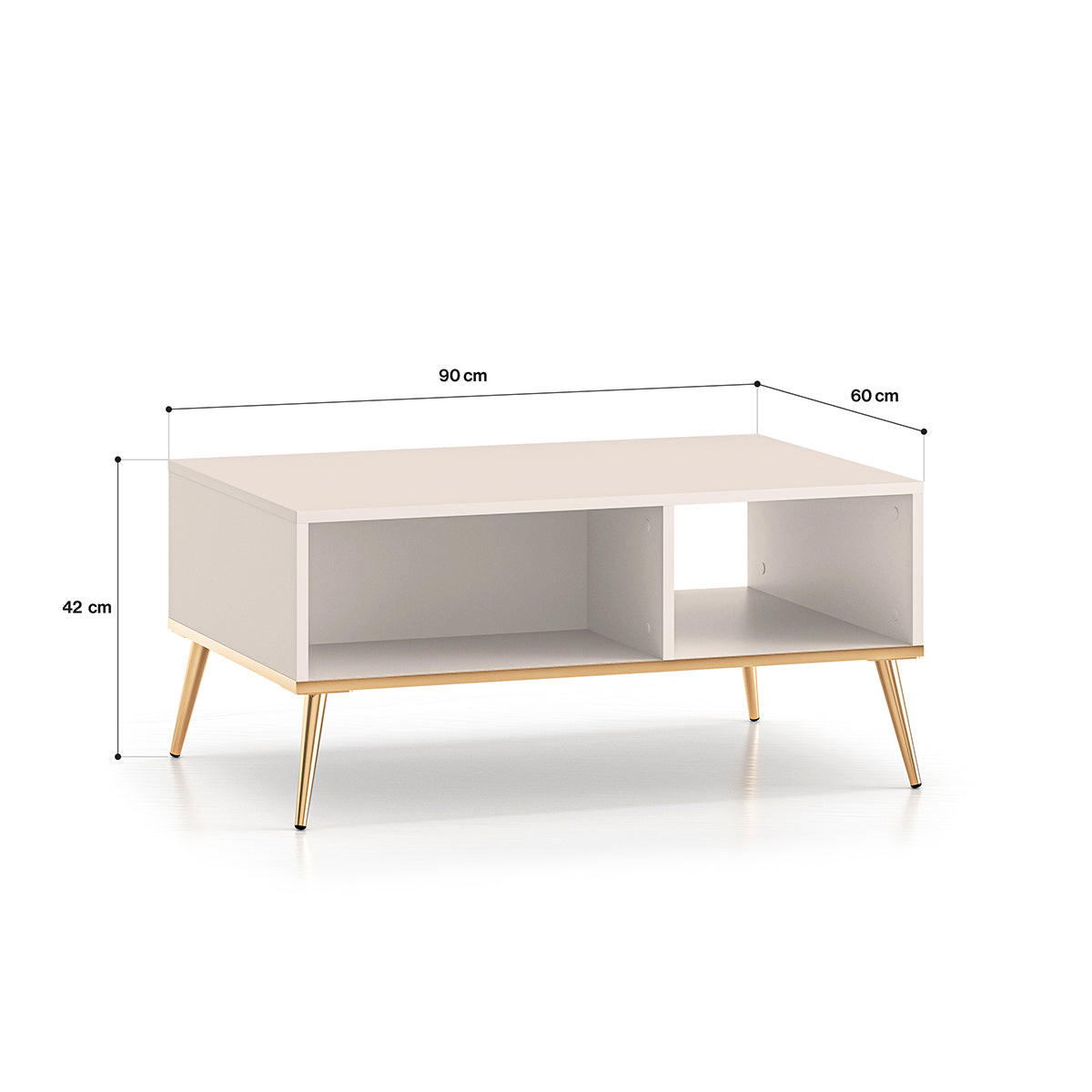 KLUBSKA MIZA Olivia Kašmir - kašmir, leseni material (60/90/42cm) - Petits-meubles