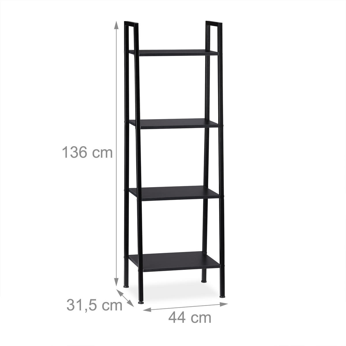 STANDREGAL - Schwarz, Holzwerkstoff/Metall (44/136/31.5cm) - Relaxdays