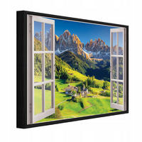 BILDER mit Rahmen Fenster Gebirge Grün 120x80 cm - Multicolor, Holzwerkstoff (120/80cm) - Wallarena