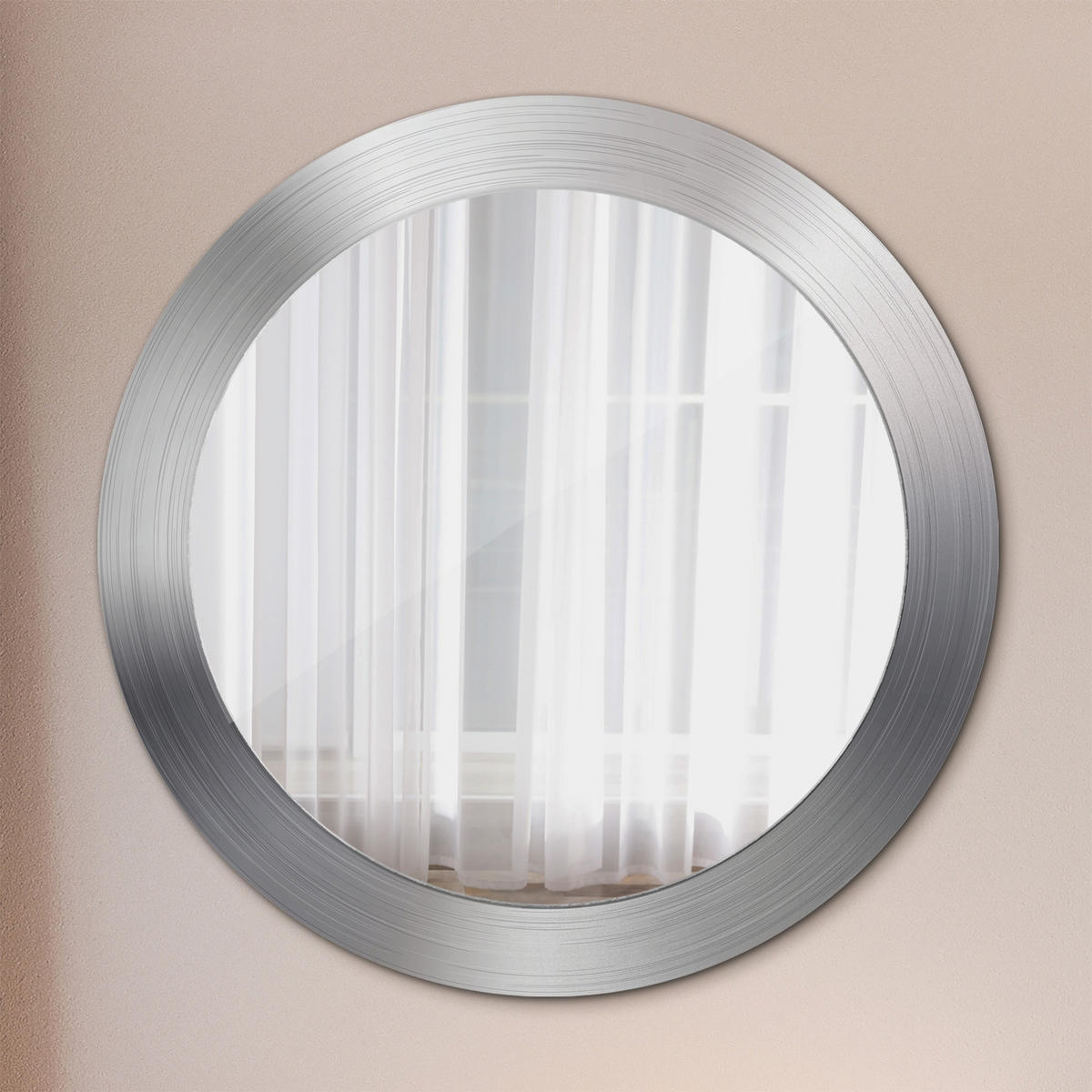 SPIEGEL Ø70 cm Rund mit Aufdruck - Silberfarben, Glas (70/70/0.4cm) - TULUP