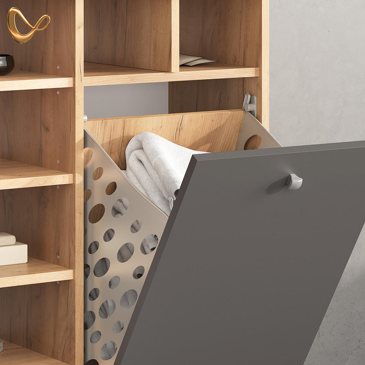 BADSCHRANK Fucino Anthrazit 78.4 x 91.6 cm - Anthrazit, Holzwerkstoff (78.4/91.6/34cm) - Livinity®