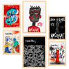 POSTER Set Mit 6 Grafiti Pop Basquiat Warhol A3 & A4 Rahmen Aus Hellem Holz - Beige, Papier (29/3cm) - Nacnic