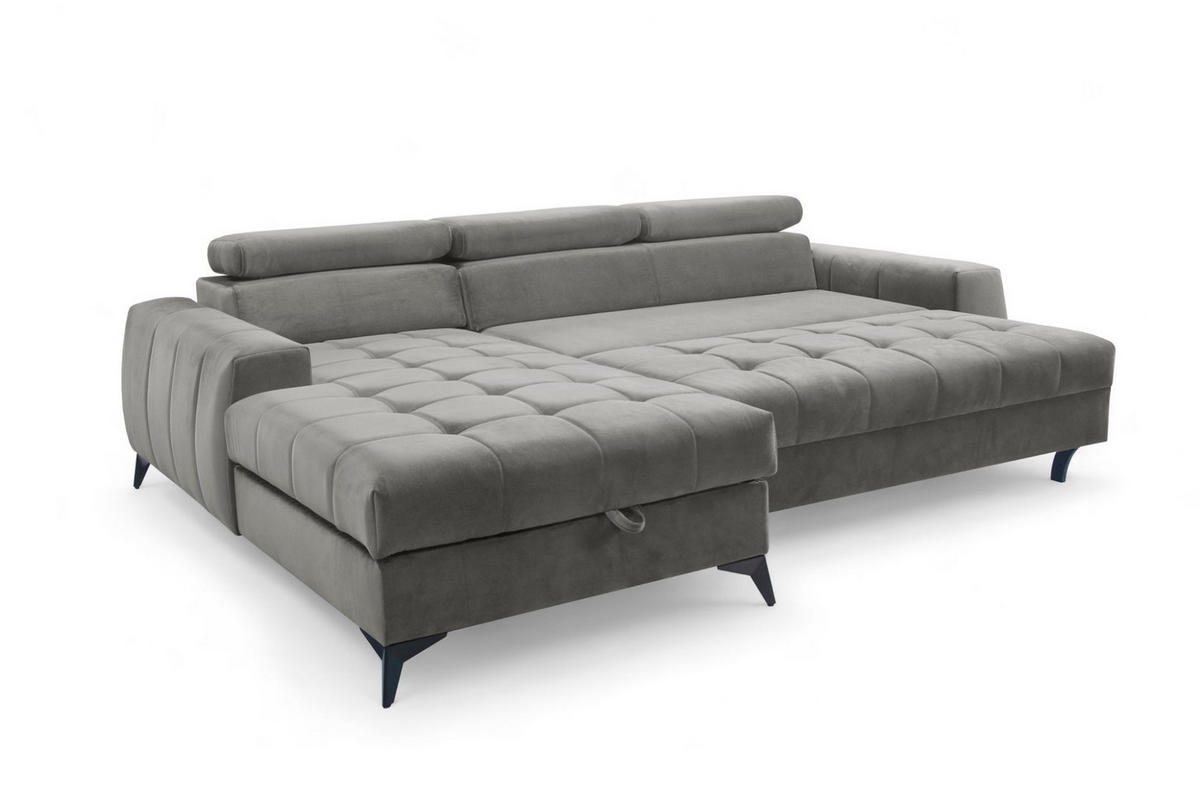 ECKSOFA Agnesa Xs In Salvador - Grau, Holzwerkstoff/Textil (260/200cm) - Fun Möbel