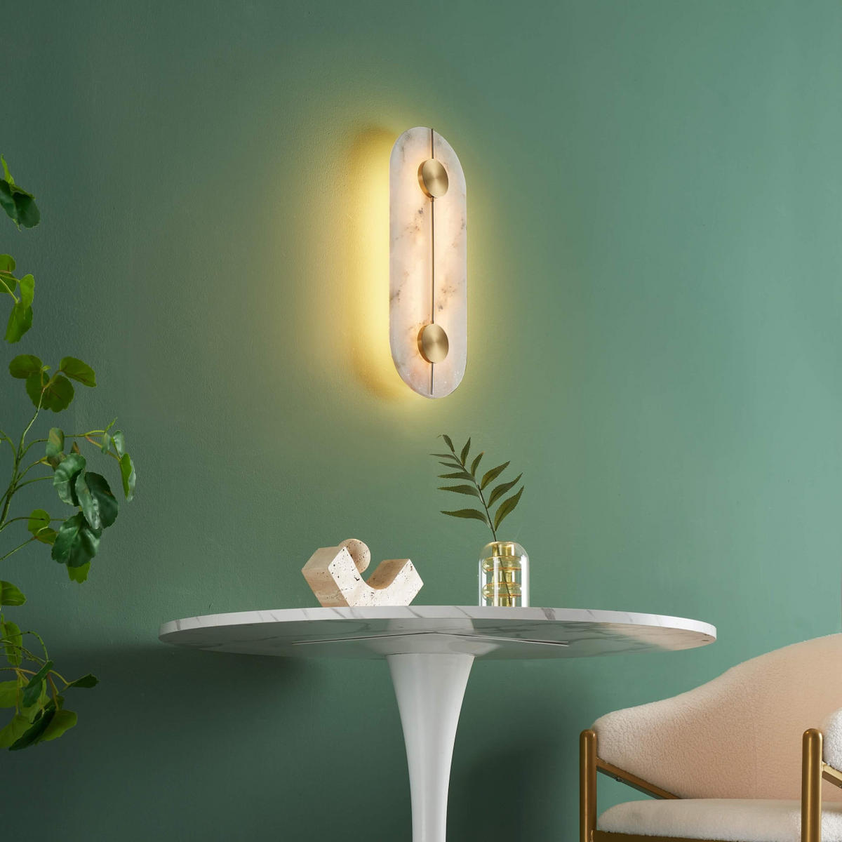 WANDLEUCHTE Calizia, Weiß und Gold, 42.5cm - Goldfarben, Metall (16.5/42.5/6cm) - KOSILUM