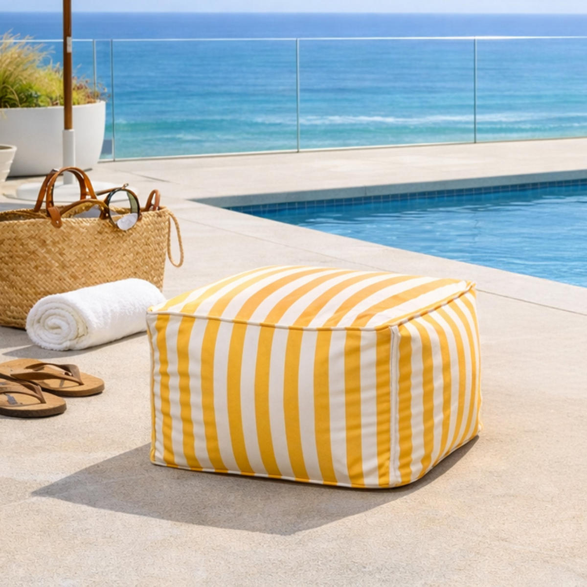 GARTENSITZSACK Positano Gelb 55 x 65 x 35 cm - Gelb, Kunststoff (65/35/55cm) - Concept Usine