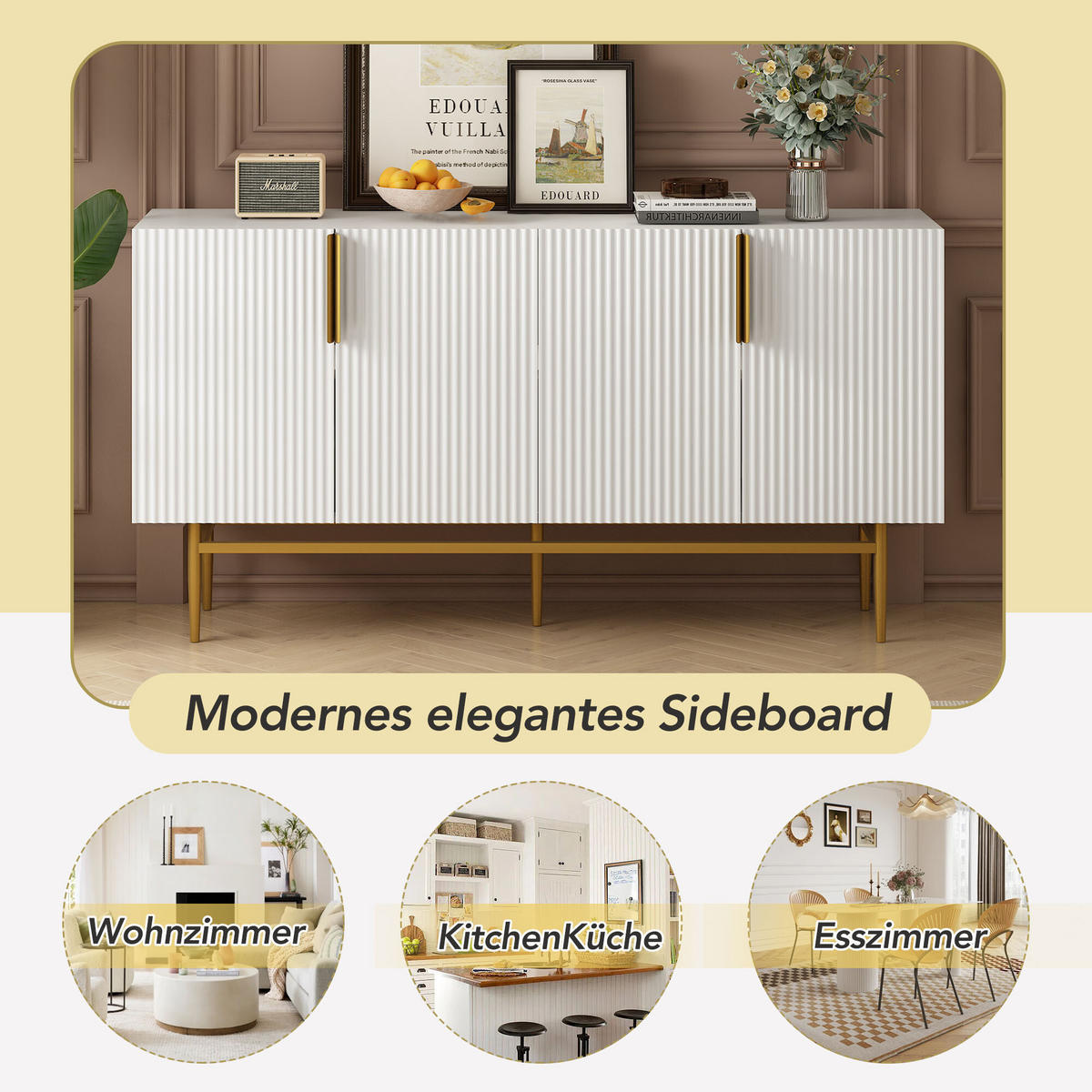 SIDEBOARD Weiß 153/41/80 cm - Weiß, Holzwerkstoff (40.5/80/152.5cm) - Urban Meuble