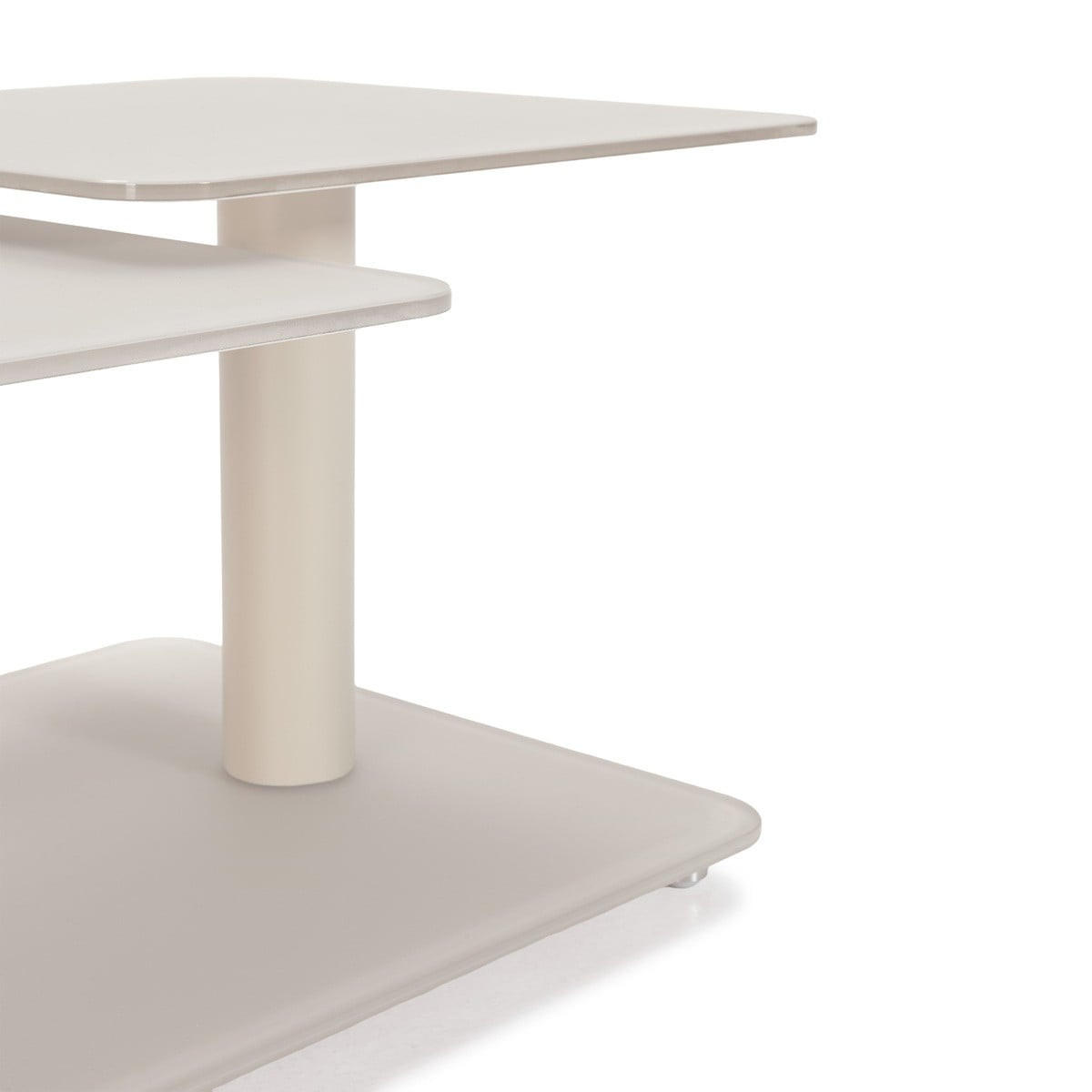 COUCHTISCH mit quadratischen Glasplatten 54/42,8/114,6 cm - Beige, Glas (66.5/54/42.8cm) - Calicosy