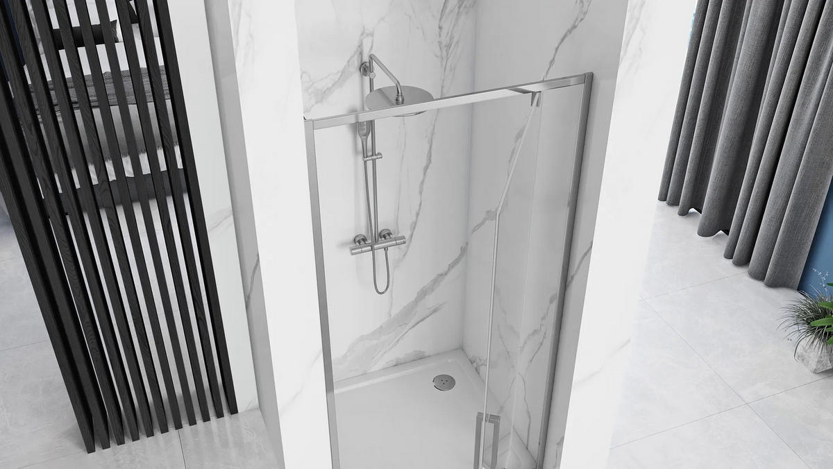 DUSCHTÜR Rea Rapid Swing Chrom 90 - Chromfarben, Glas (90.5/195cm) - REA
