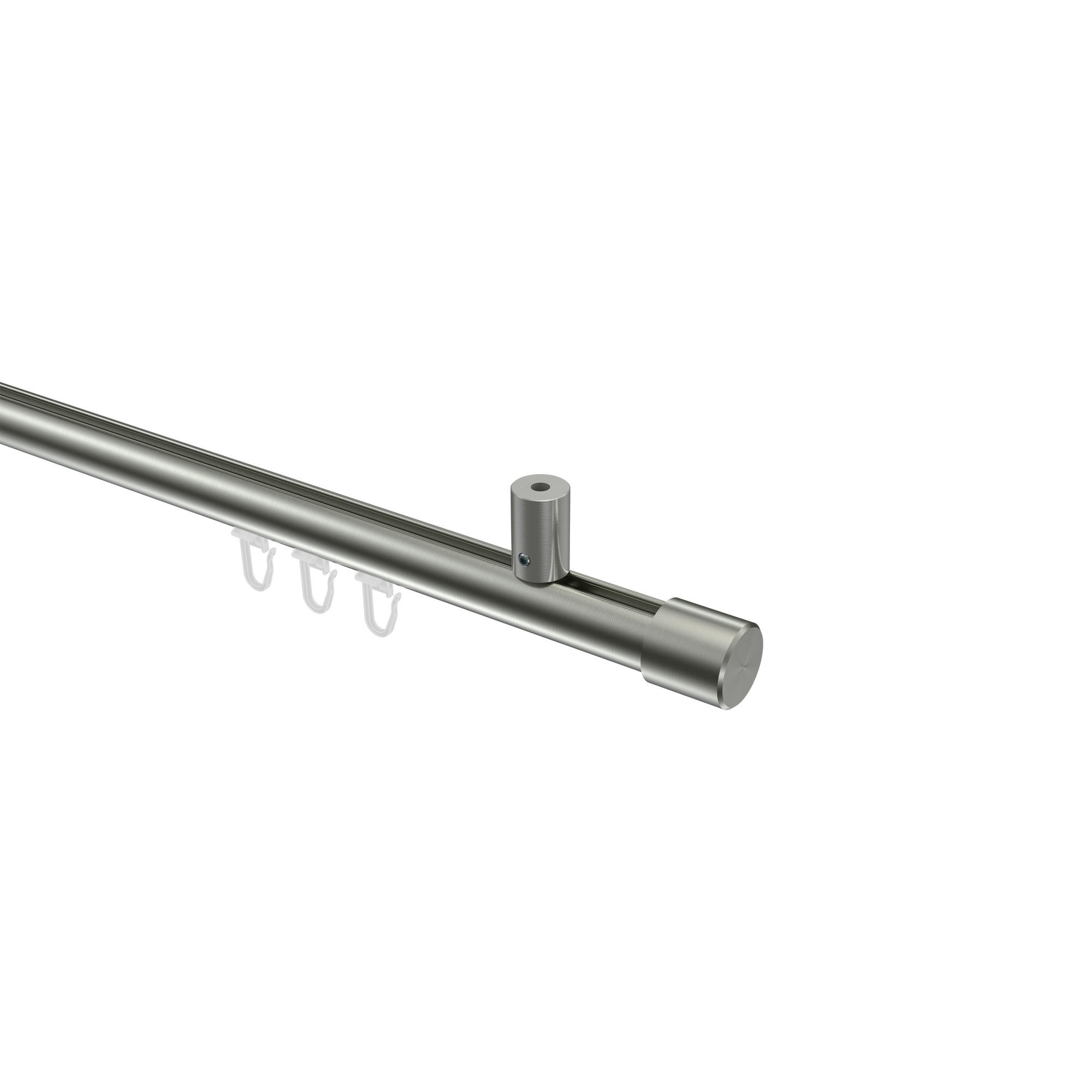 INNENLAUF-GARDINENSTANGEN-SET Sonius Santo 120 cm, 1-läufig, 20 mm Ø Edelstahl-Optik - Edelstahlfarben, Metall (120cm) - INTERDECO