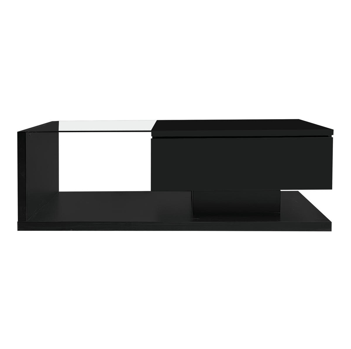 KONFERENČNÍ stolek, 105/55/32,5 cm černý, s tvrzeným sklem a LED osvětlením - černá, kompozitní dřevo (105/55/32.5cm) - BEAOK