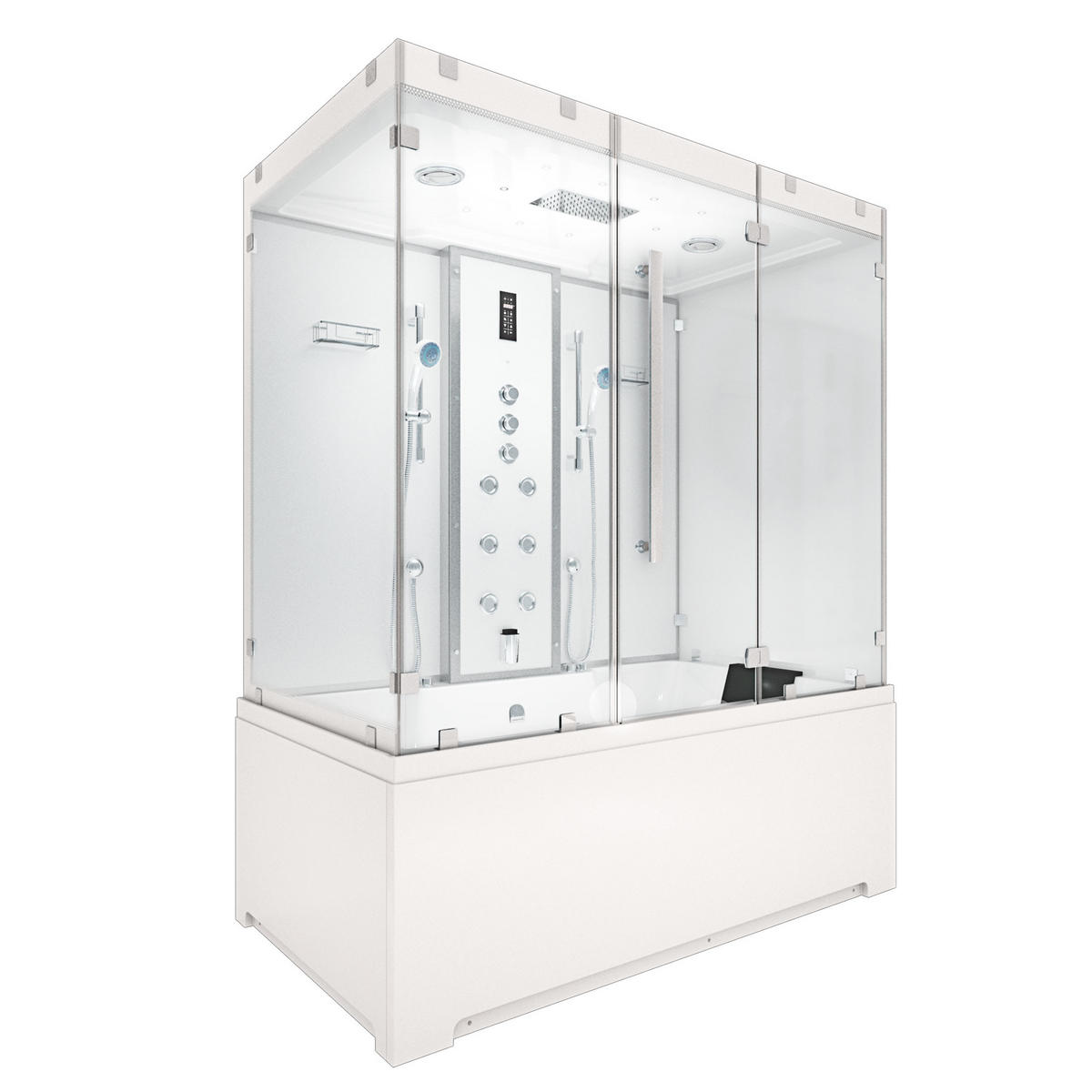 BADEWANNE Dusche K80-WS-TH-C-SC-EA Duschtempel - Weiß, Glas/Kunststoff (180/100/228cm) - AcquaVapore by Sandra Jentho