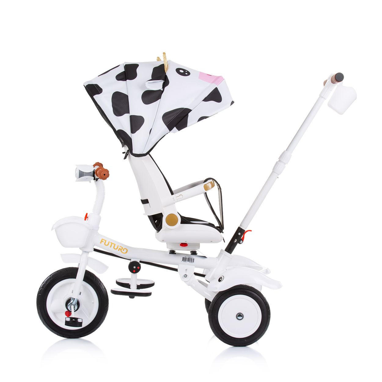 DREIRAD Futuro 2 in 1 faltbar schwarz weiß Becherhalter, Musik, Licht, Gummiräder - Schwarz, Metall (90/50/95cm) - Chipolino