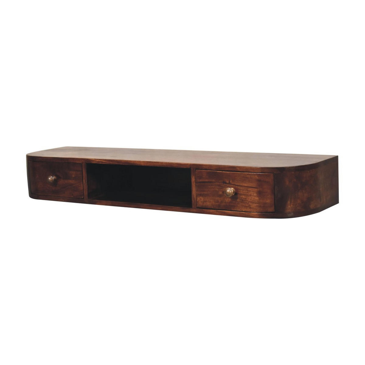KONSOLENTISCH Kastanien-Finish, 2 Schubladen, 1 offenes Regal, Dunkelbraun - Dunkelbraun, Holz (110/30/15cm) - Artisan Furniture