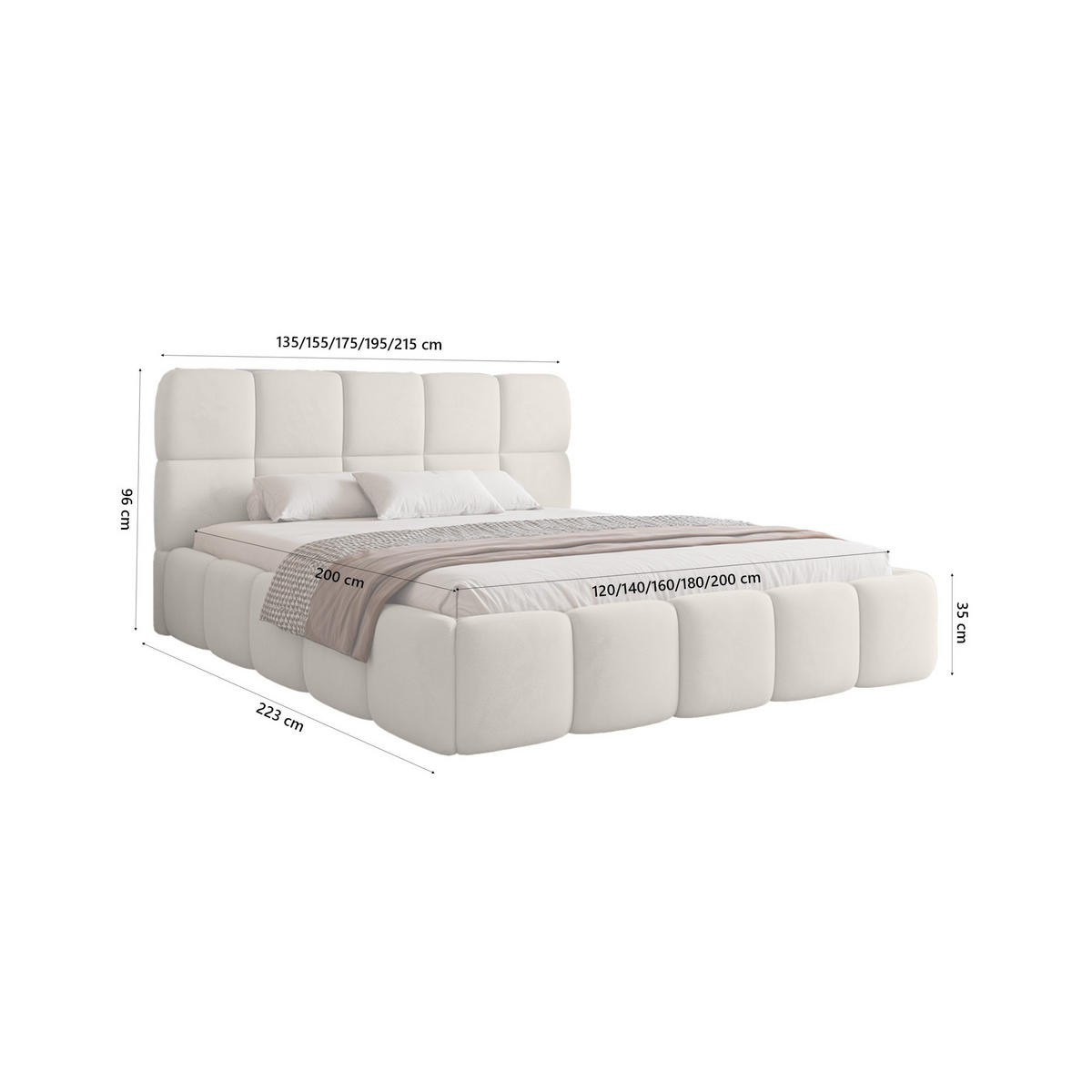 POLSTERBETT Mostar 160x200 cm, Beige - Beige, Textil (160/200cm) - Fedve