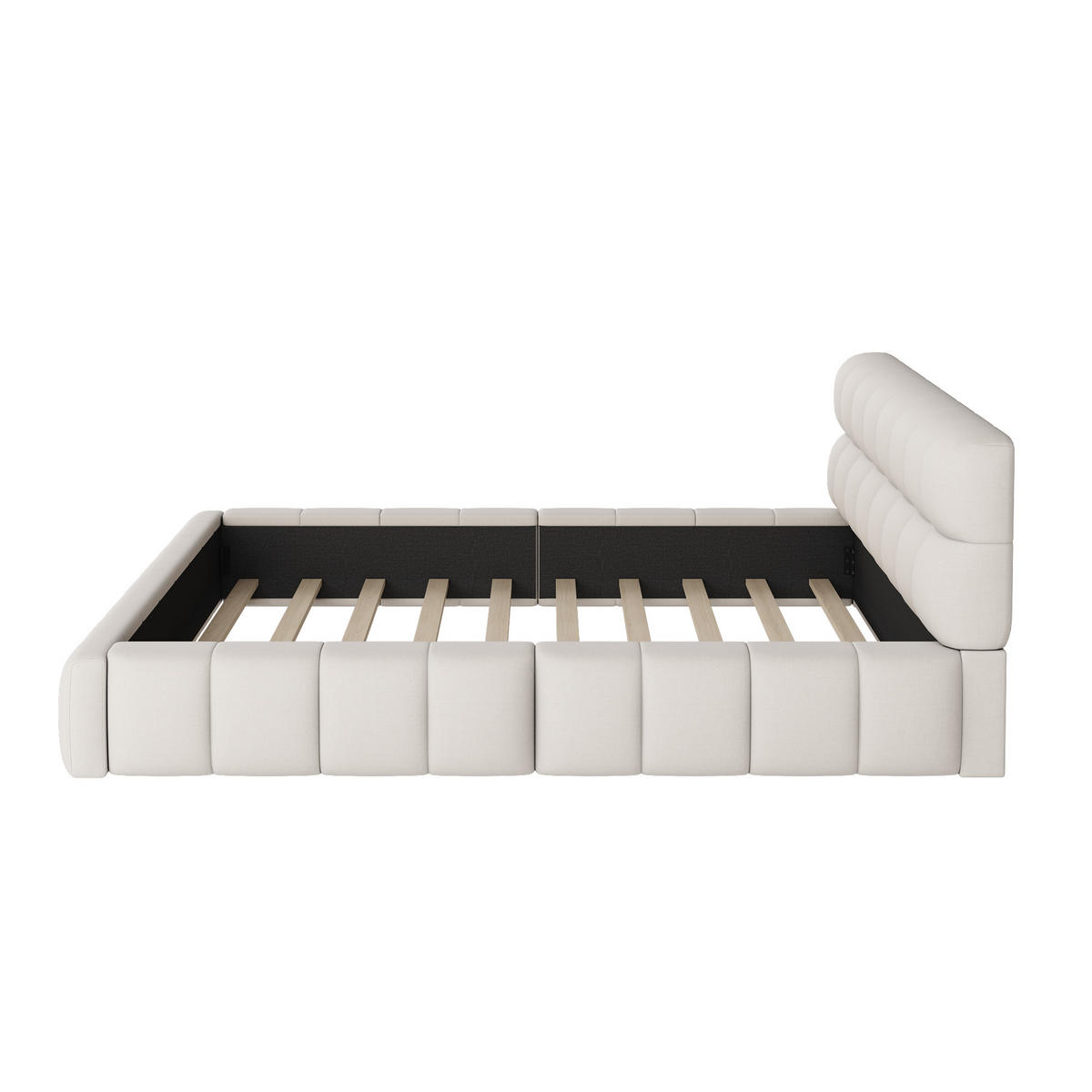 POLSTERBETT 140/200 cm beige mit weicher Rückenlehne und stabilem Lattenrost - Beige, Textil (140/200cm) - OKWISH