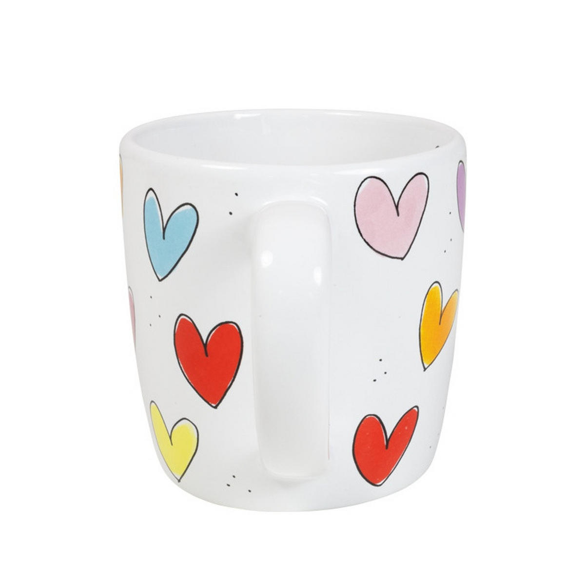 CAPPUCCINO-BECHER Herzen in Bunt - 500 ml - Multicolor, Keramik (0.5L) - Blond Amsterdam