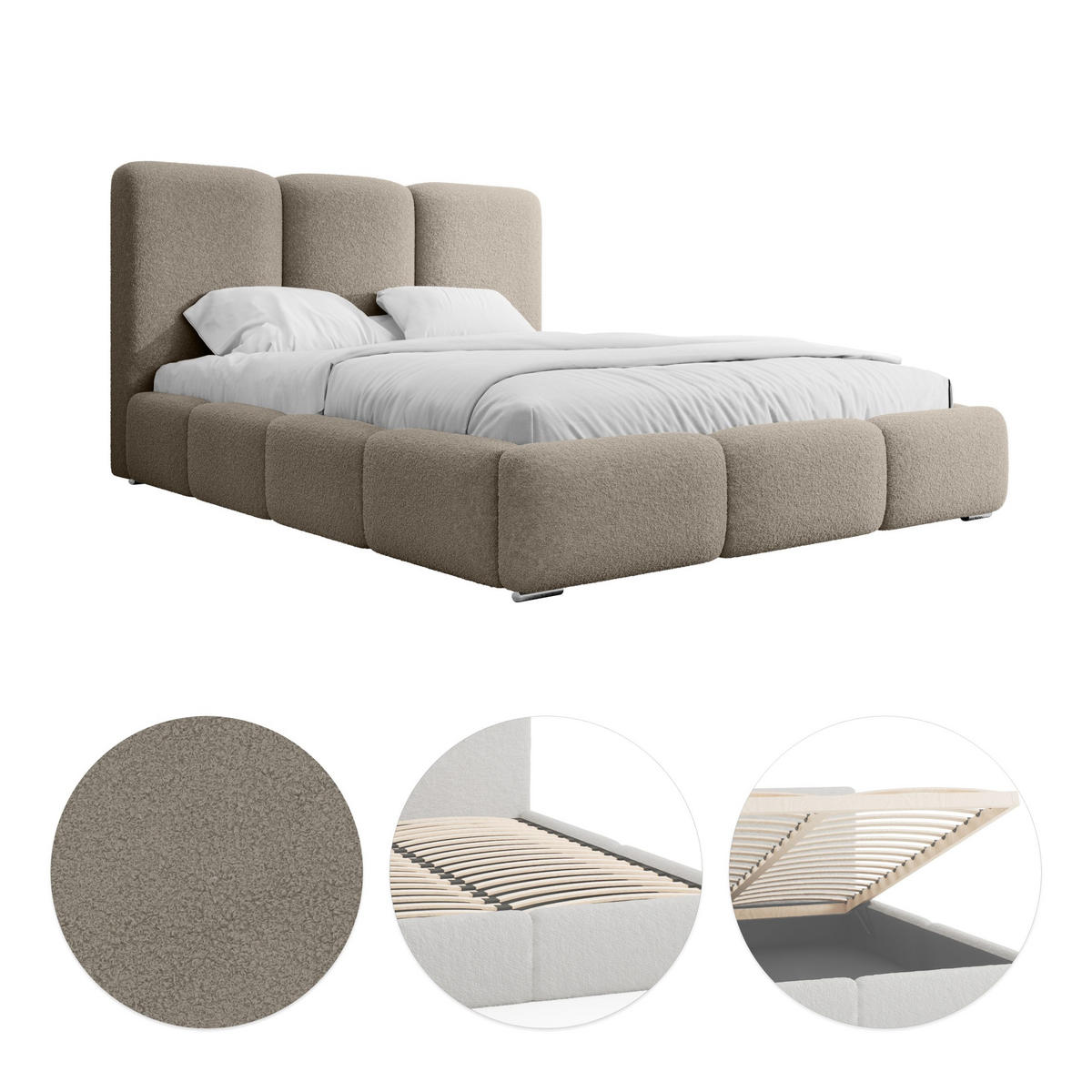 POLSTERBETT Doppelbett Kestle 160x200 cm Grau - Grau, Textil (160/200cm) - Fedve