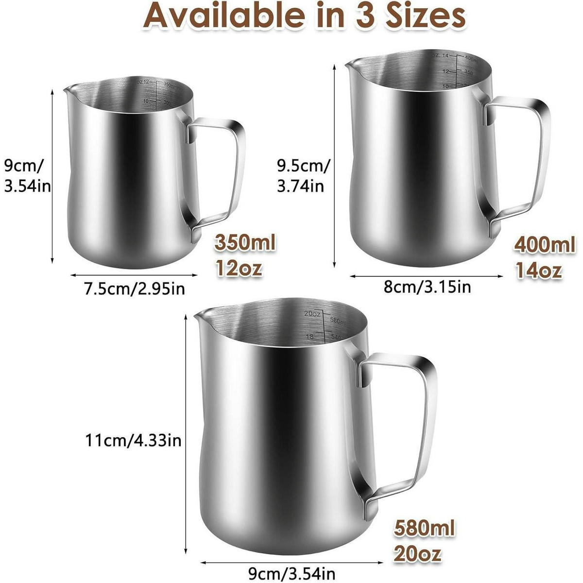 MILCHKÄNNCHEN Edelstahl 400 ml spülmaschinenfest - Silberfarben, Metall (9/9cm)