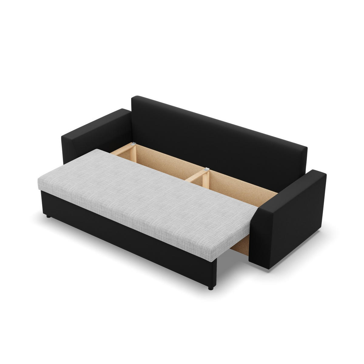 SOFA 3-SITZER MIT SCHLAFFUNKTION LUGO Grau/Schwarz - Schwarz/Grau, Textil (92/92/232cm) - Mebligo