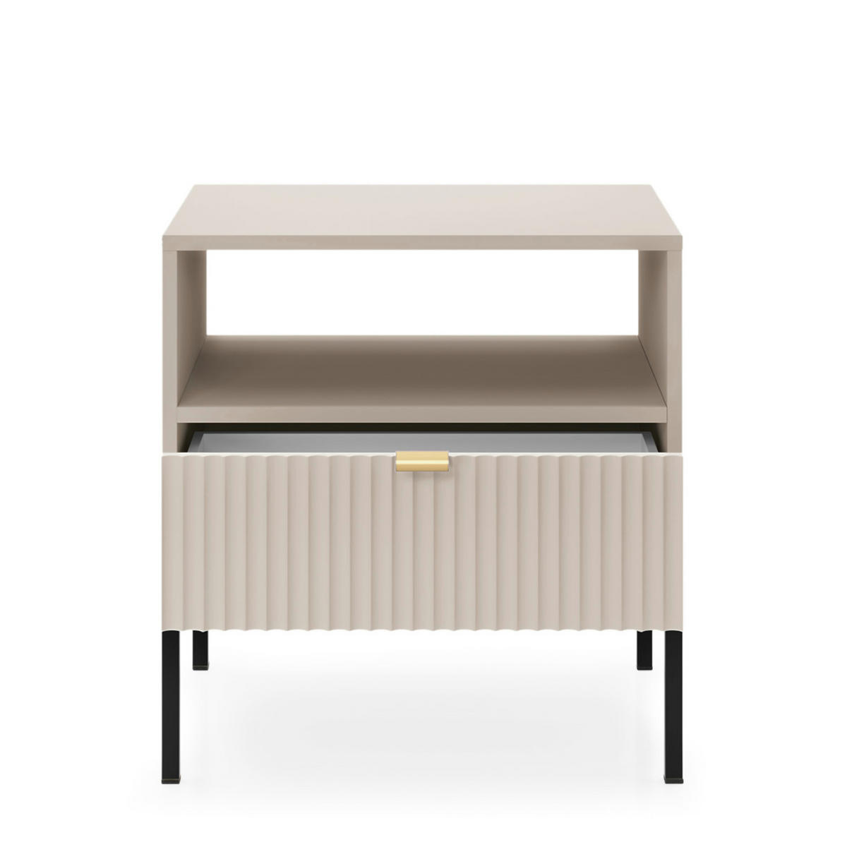 NACHTTISCH NANAIMO STO2-1S Profilierte Fronten, Kaschmir - Kaschmir, Holzwerkstoff/Kunststoff (54/56/39cm) - Komodee