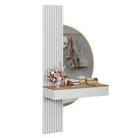 SCHMINKTISCH Melina Weiß/Eiche 100 cm mit LED-Spiegel - Weiß, Holzwerkstoff (100/205/40cm) - Vicco