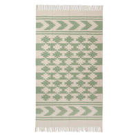 KELIM-TEPPICH Turin handgewebt 90/150 cm - Grün, Textil (90/150cm) - Homescapes