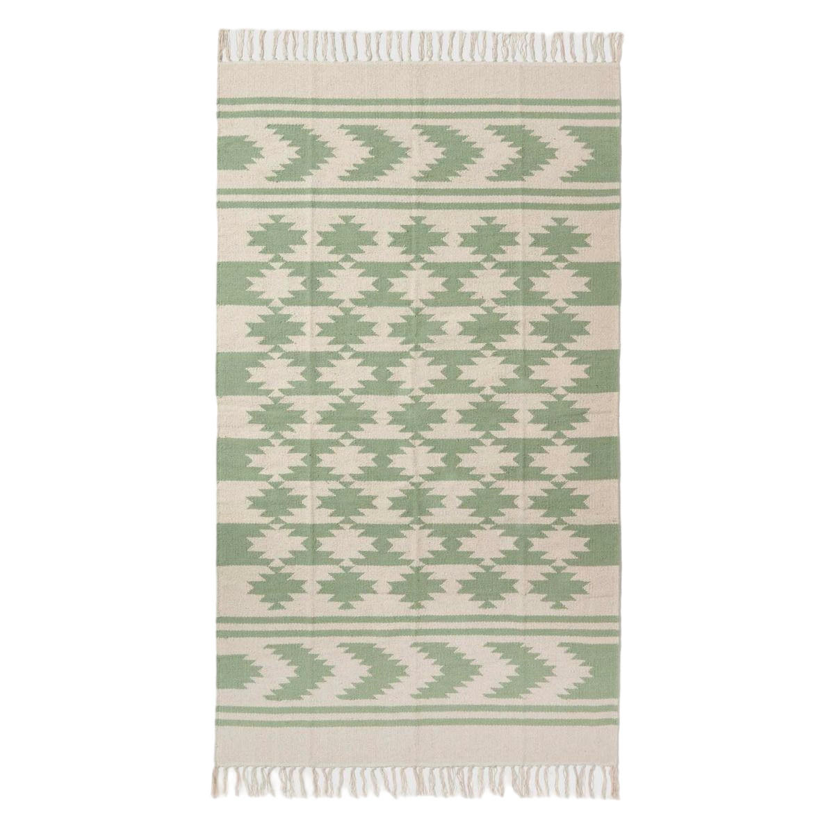 KELIM-TEPPICH Turin handgewebt 90/150 cm - Grün, Textil (90/150cm) - Homescapes