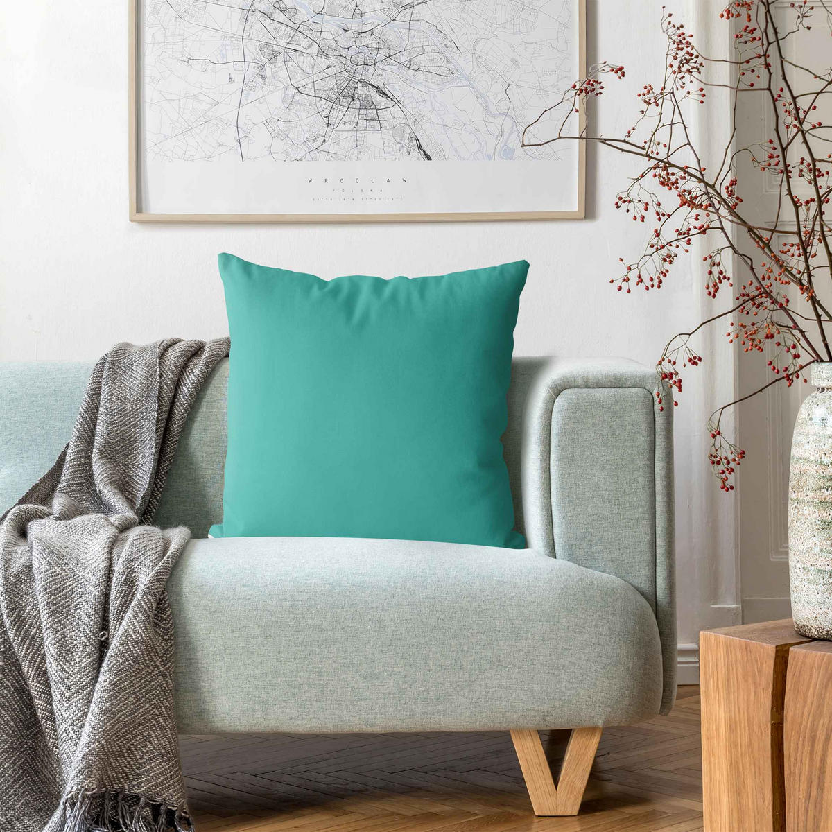 DEKOKISSEN Türkis 50/50 cm - Türkis, Textil (50/50/10cm) - Bilderwelten