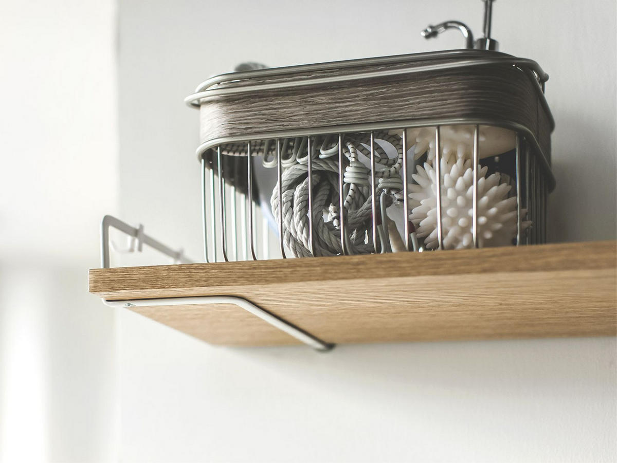 WANDREGAL Tower naturbraun 76/7/20 cm - Weiß, Holz (76/20/7cm) - Yamazaki