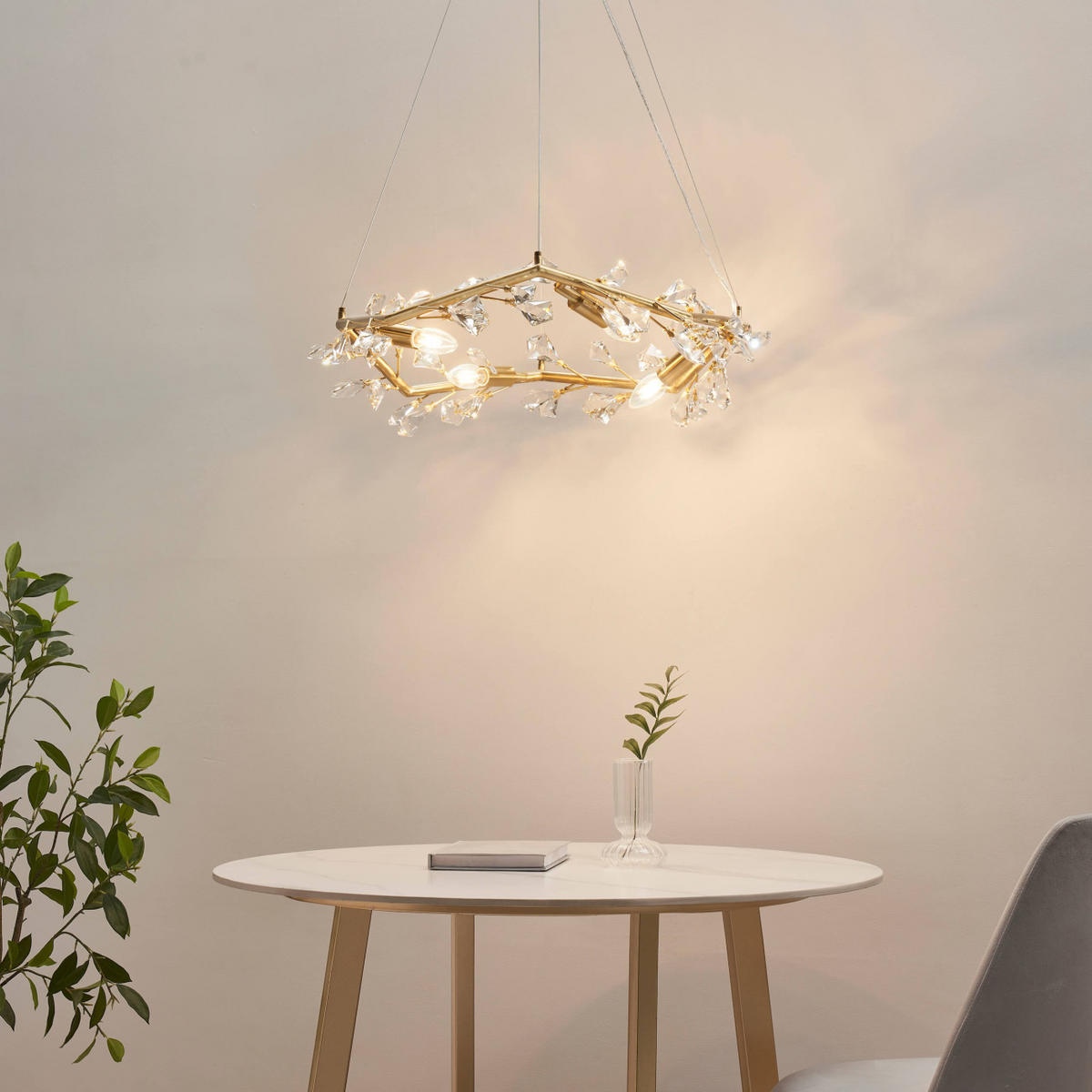 HÄNGELEUCHTE Solarana, Messing, 63cm - Goldfarben, Glas (63/63/10cm) - KOSILUM