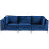 3-SITZER-MODULSOFA Samtstoff marineblau mit Metallbeinen Evja - Blau, Textil (235/84/85cm) - Beliani