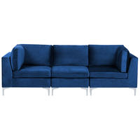 3-SITZER-MODULSOFA Samtstoff marineblau mit Metallbeinen Evja - Blau, Textil (235/84/85cm) - Beliani