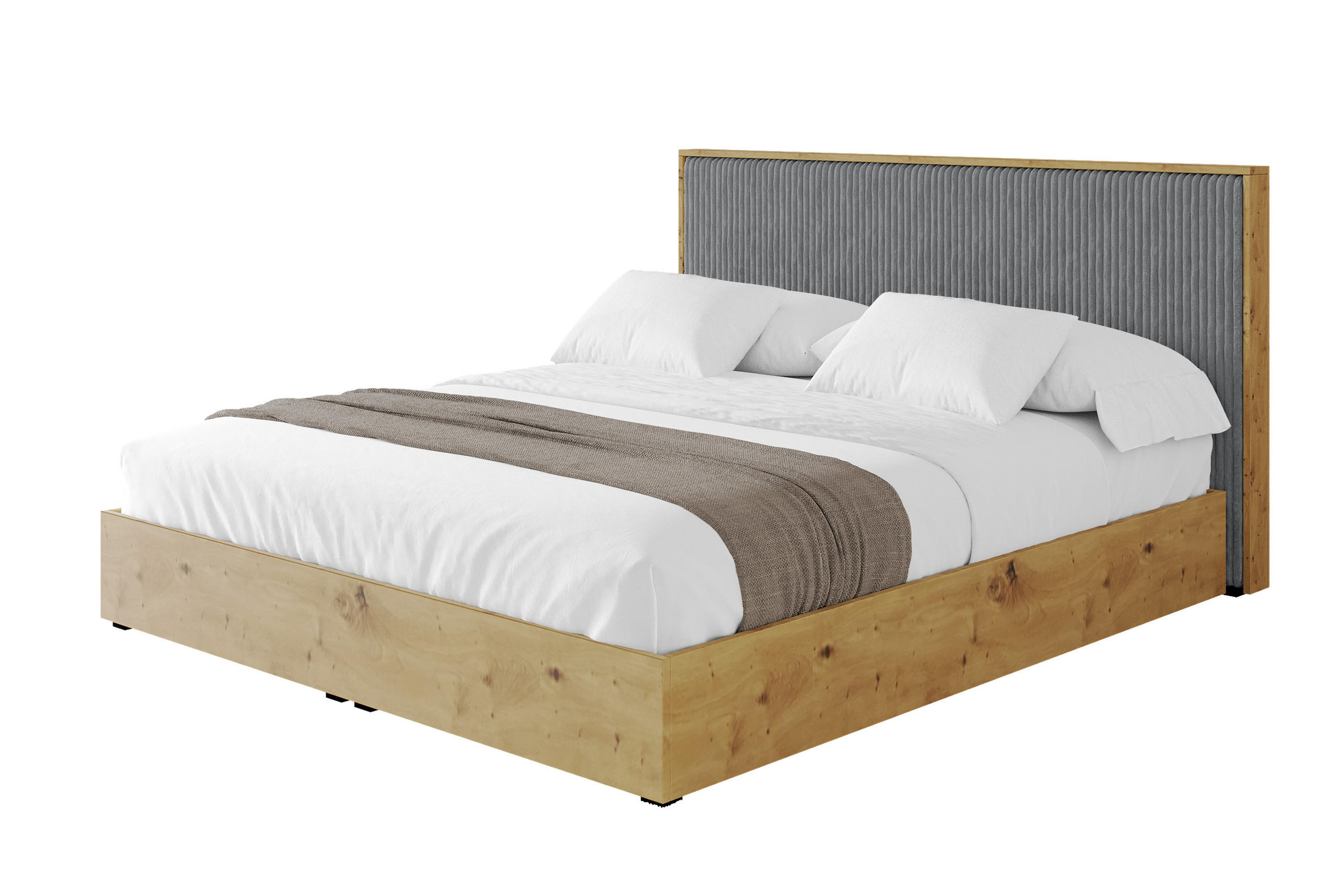 POLSTERBETT mit Bettkasten und Lattenrost, Boxbett mit Kopftei und Stauraum ohne Matratze - ENZO10 140x200 Dunkelgrau - Dunkelgrau, Holzwerkstoff/Textil (140/200cm) - ALTDECOR