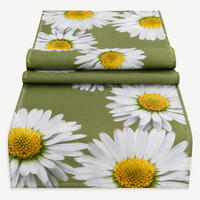 TISCHLÄUFER 40x85 cm Oliv Tischdecke modern Gänseblümchen Frühling Sommer Garten - Olivgrün, Textil (40/85cm) - TiborTex