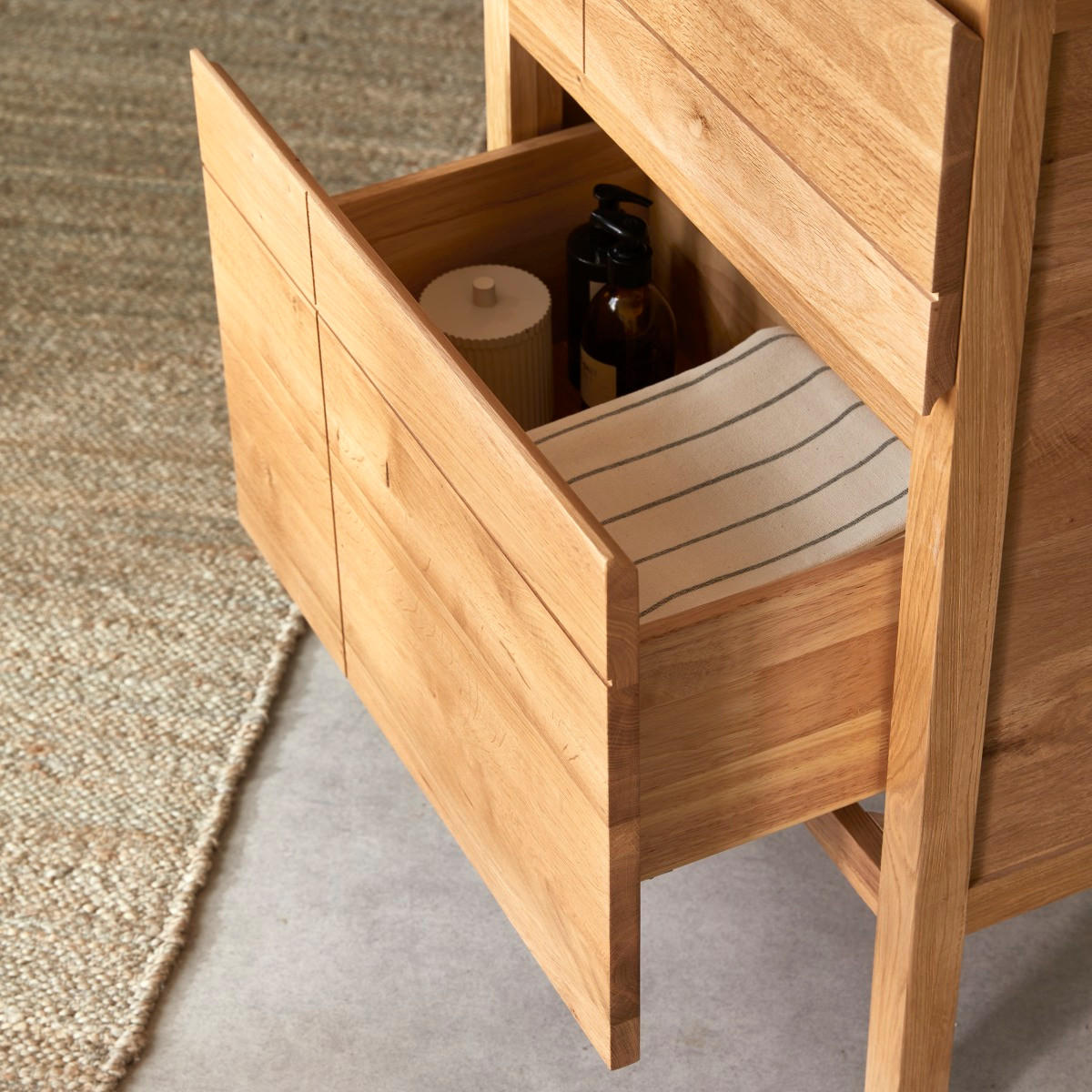 WASCHTISCHUNTERSCHRANK Easy Natur aus Eiche - Naturfarben, Holz (62/90/45cm) - Tikamoon