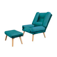 SESSEL Lola mit Fußhocker Rückenlehne 5-stufig einstellbar, türkis - Türkis/Blau, Holz/Kunststoff (75/100/60cm) - Margaret Hadas24