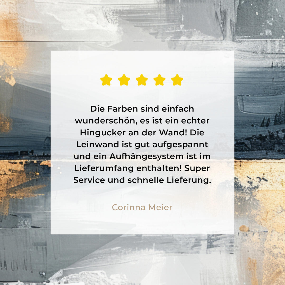 LEINWANDBILD Kunst - Grau - Gold - Abstrakt Wandbild Wohnzimmer 50x50 cm - Dunkelgrau, Textil (50/50cm) - MuchoWow