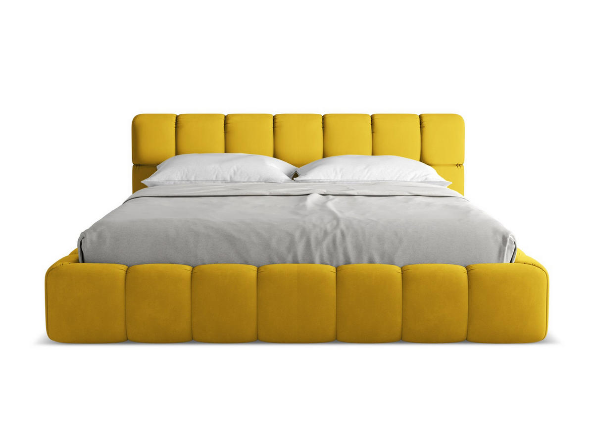 POLSTERBETT mit Bettkasten und Lattenrost 200x228 Gelb - Currygelb/Gelb, Kunststoff/Textil (180/200cm) - Makamii