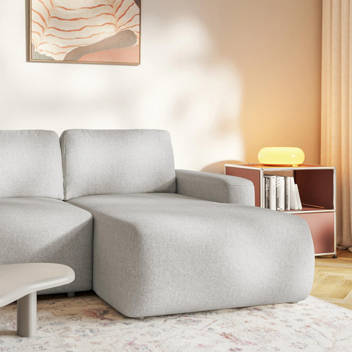 ECKSOFA Carnos Mini Graubeige Chenille - Taupe/Schwarz, Kunststoff/Textil (164/238cm) - Selsey