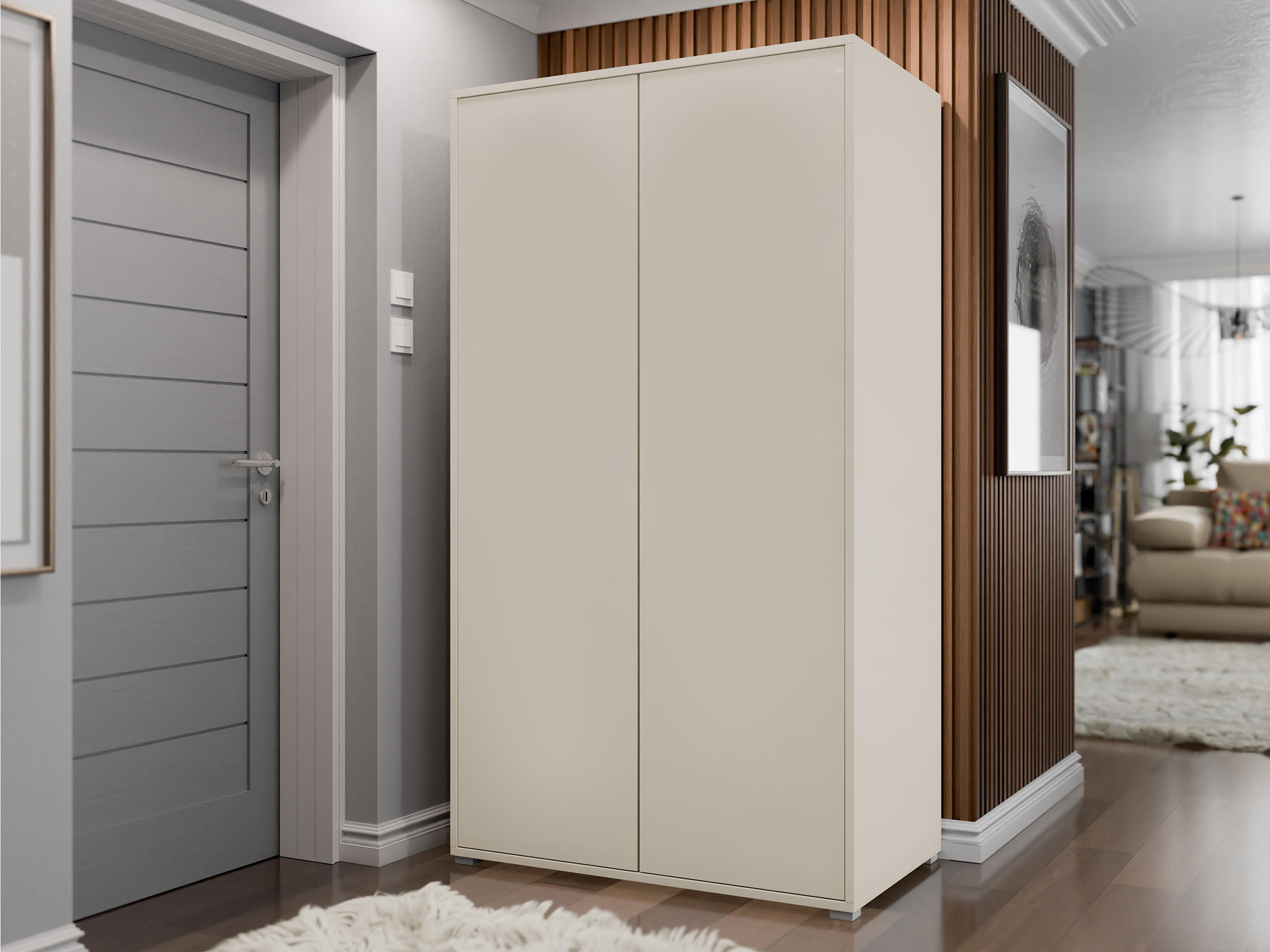 KLEIDERSCHRANK Gesita 2D - Kaschmir/Silberfarben, Holzwerkstoff/Kunststoff (100/178/59cm) - MIRJAN24
