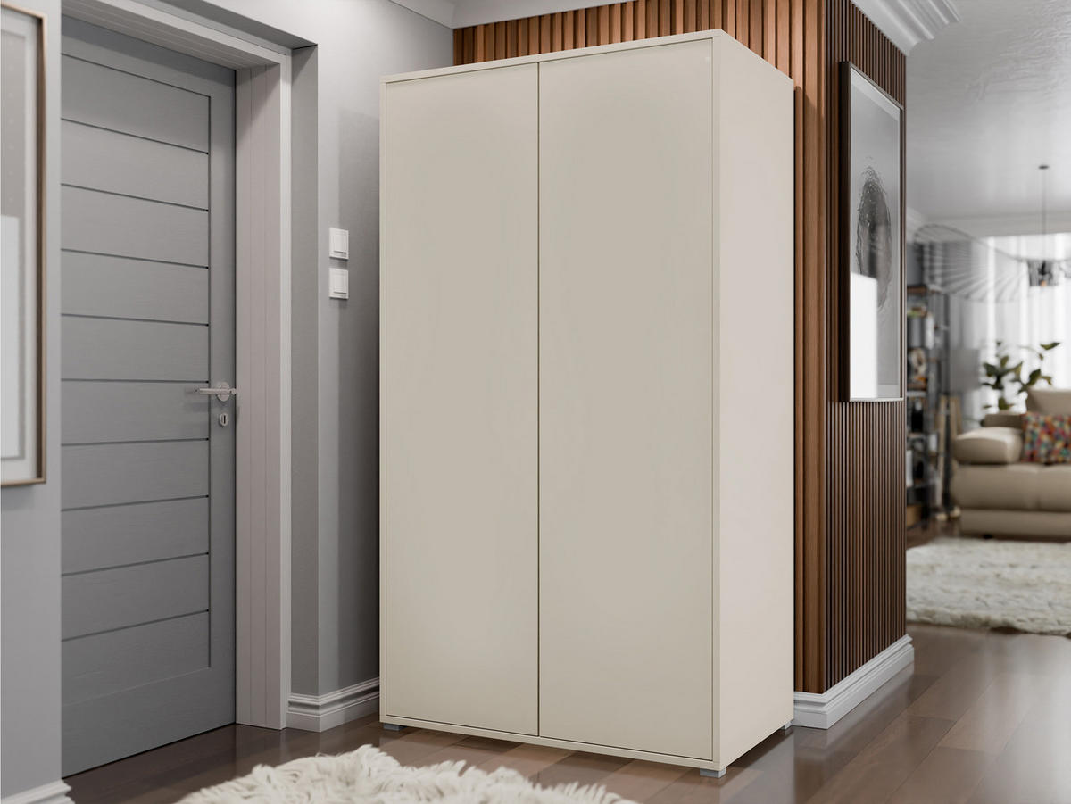 KLEIDERSCHRANK Gesita 2D - Kaschmir/Silberfarben, Holzwerkstoff/Kunststoff (100/178/59cm) - MIRJAN24