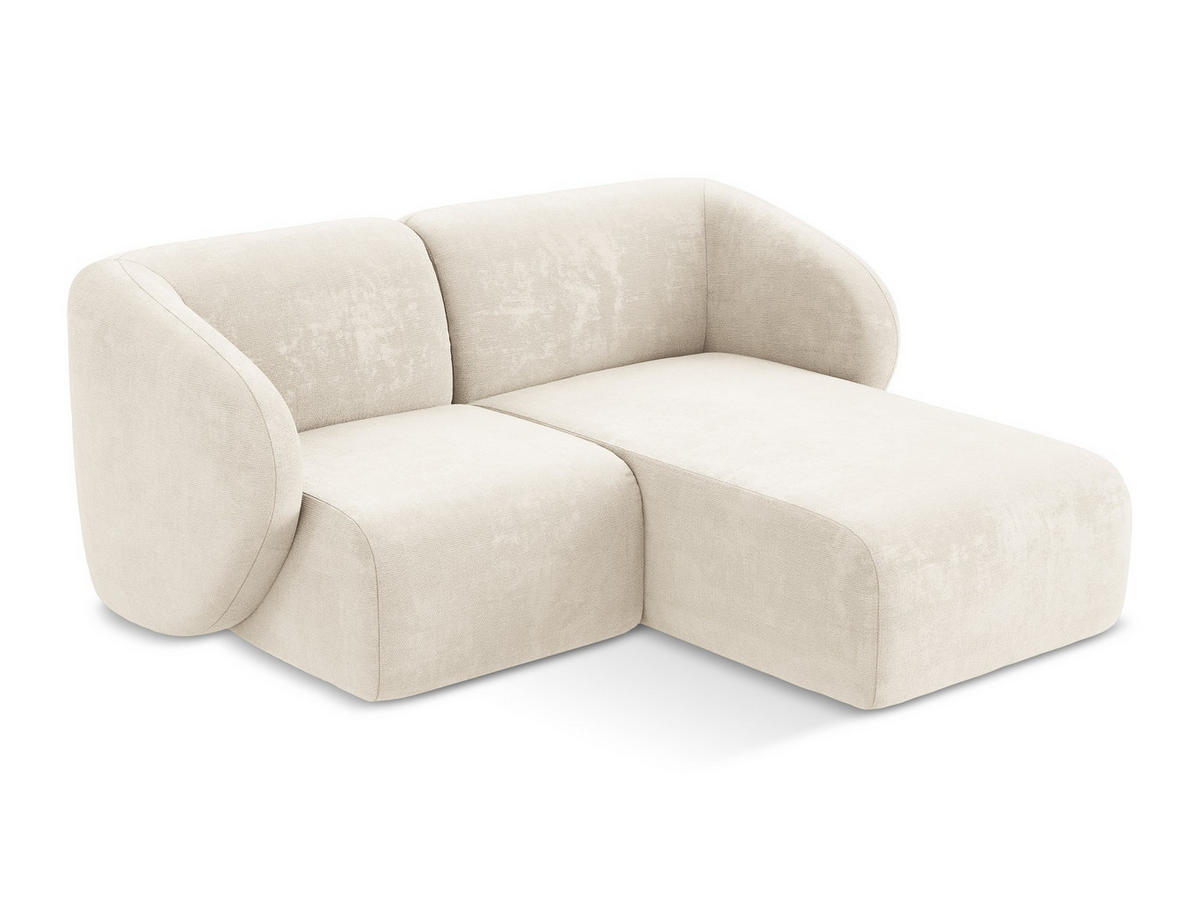 ECKSOFA Rechts Chenille Stoff Beige - Creme/Schwarz, Holzwerkstoff/Kunststoff (178/166cm) - Makamii