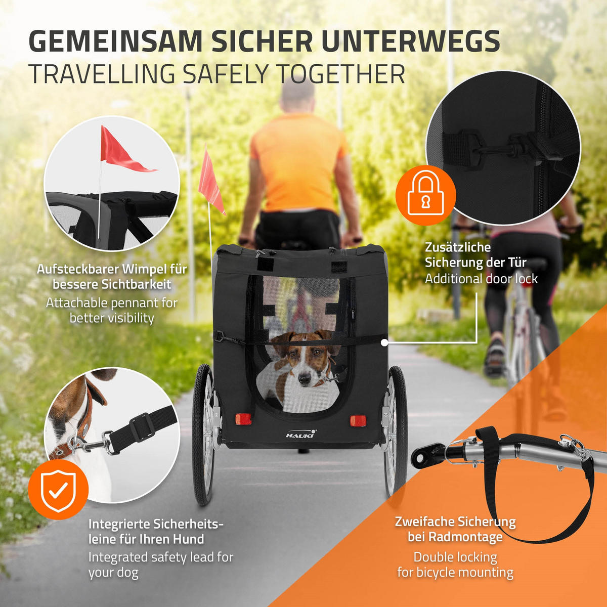 FAHRRAD-HUNDEANHÄNGER - Schwarz, Metall (72/123/130cm) - Hauki