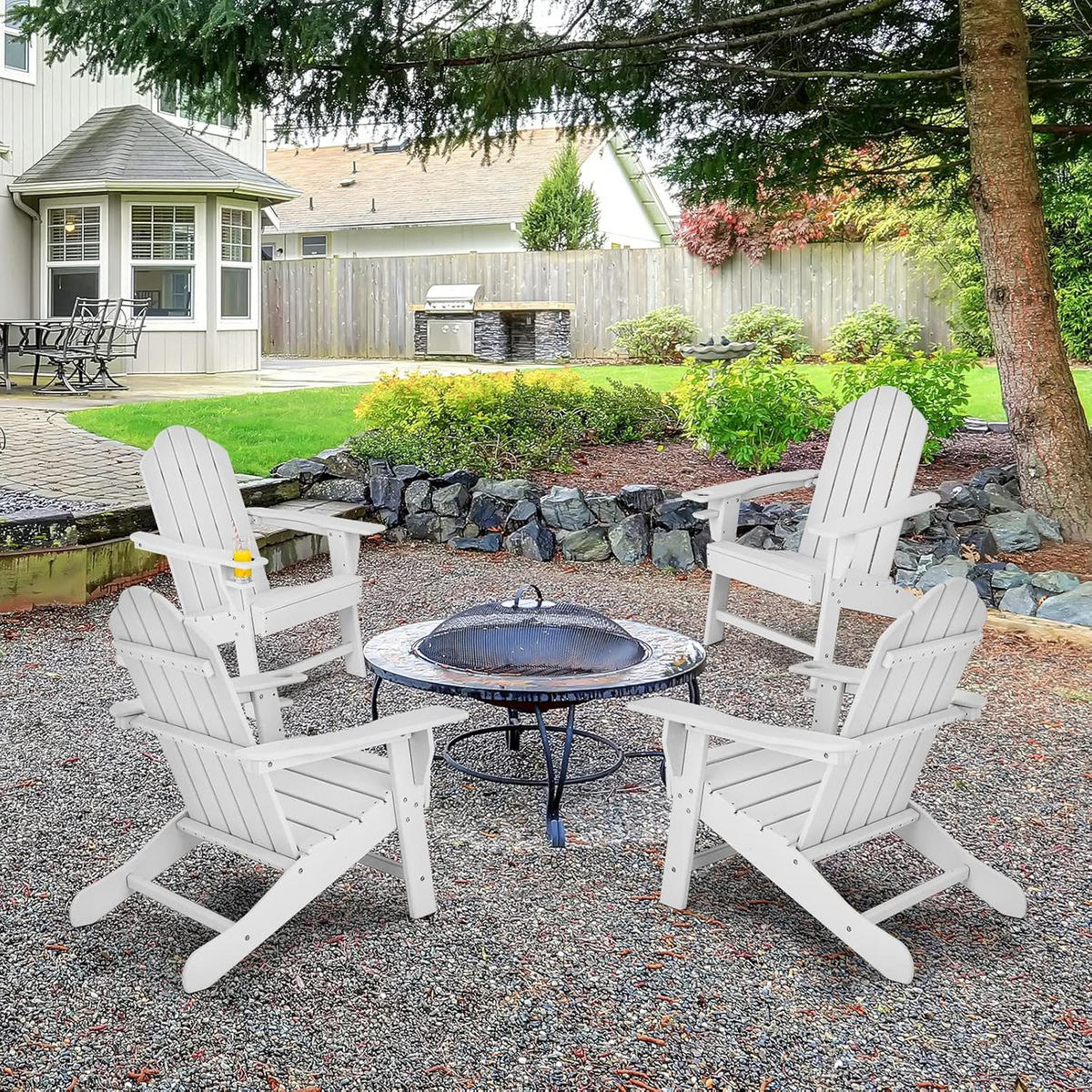 GARTENSTUHL Adirondack Weiß - Weiß, Kunststoff (89/99/78cm) - COSTWAY