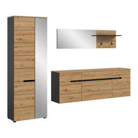 GARDEROBEN-SET Canu Artisan 256/37/190 cm - Grau, Holzwerkstoff (256/190/37cm) - Xonox