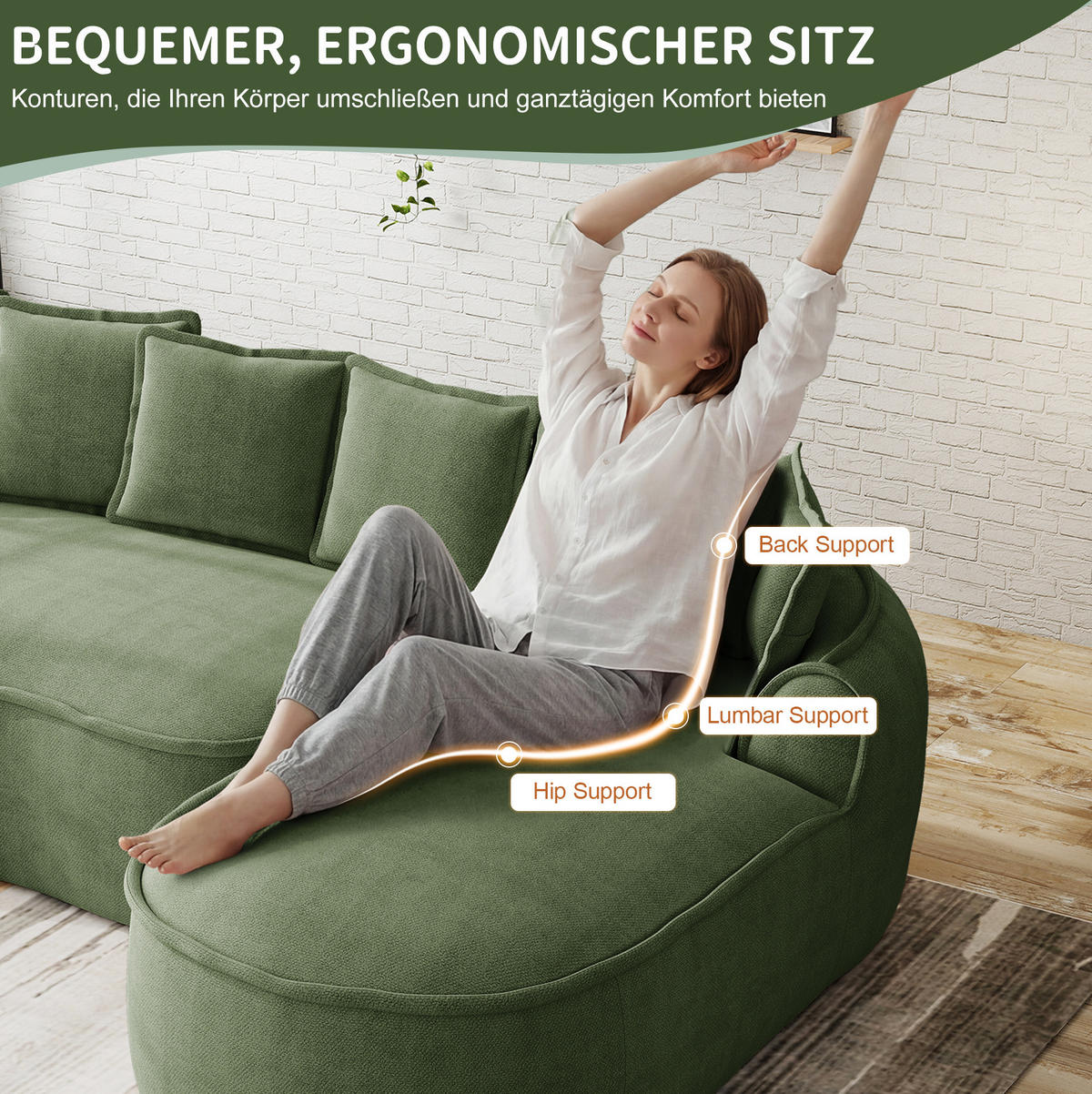 ECKSOFA 252/164/67 cm grün aus Chenille mit Schlaffunktion und Chaiselongue - Grün, Textil (164/252cm) - OKWISH