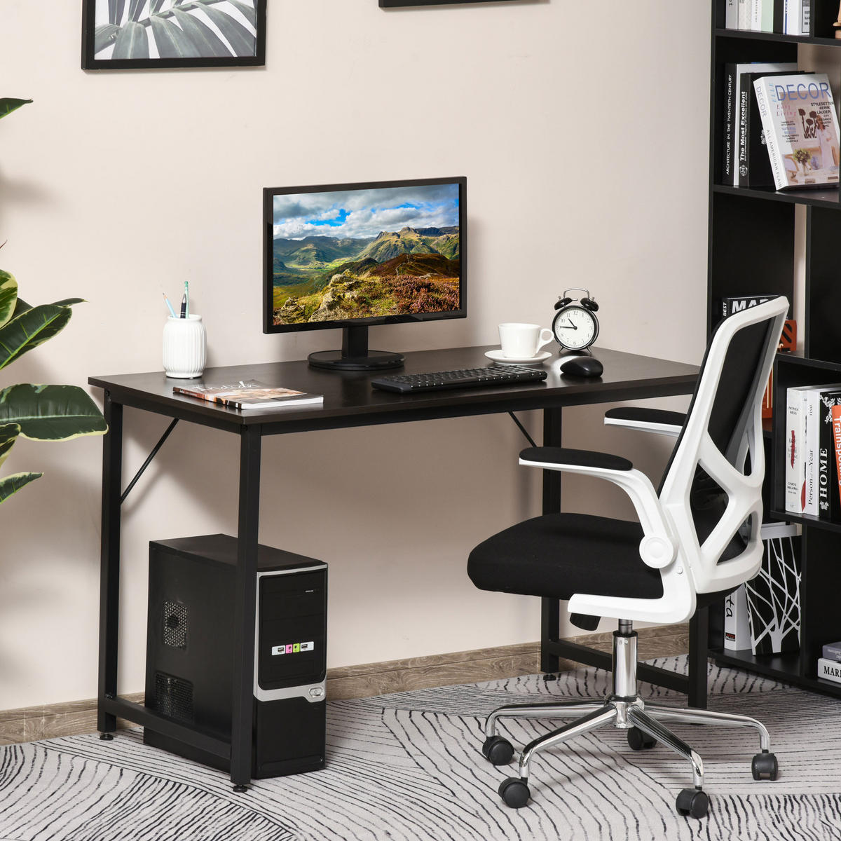 BÜROTISCH Holzmaserung, schwarz 1 Stück - Multicolor, Holzwerkstoff (130/58/73cm) - GiPP