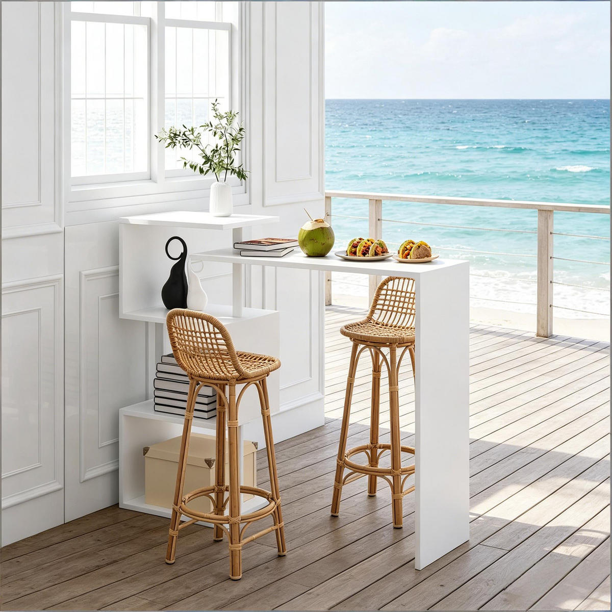 BARTISCH Weiß mit 3 Regalfächern 97,5/38/100 cm - Weiß, Holzwerkstoff/Metall (97.5/38/100cm)